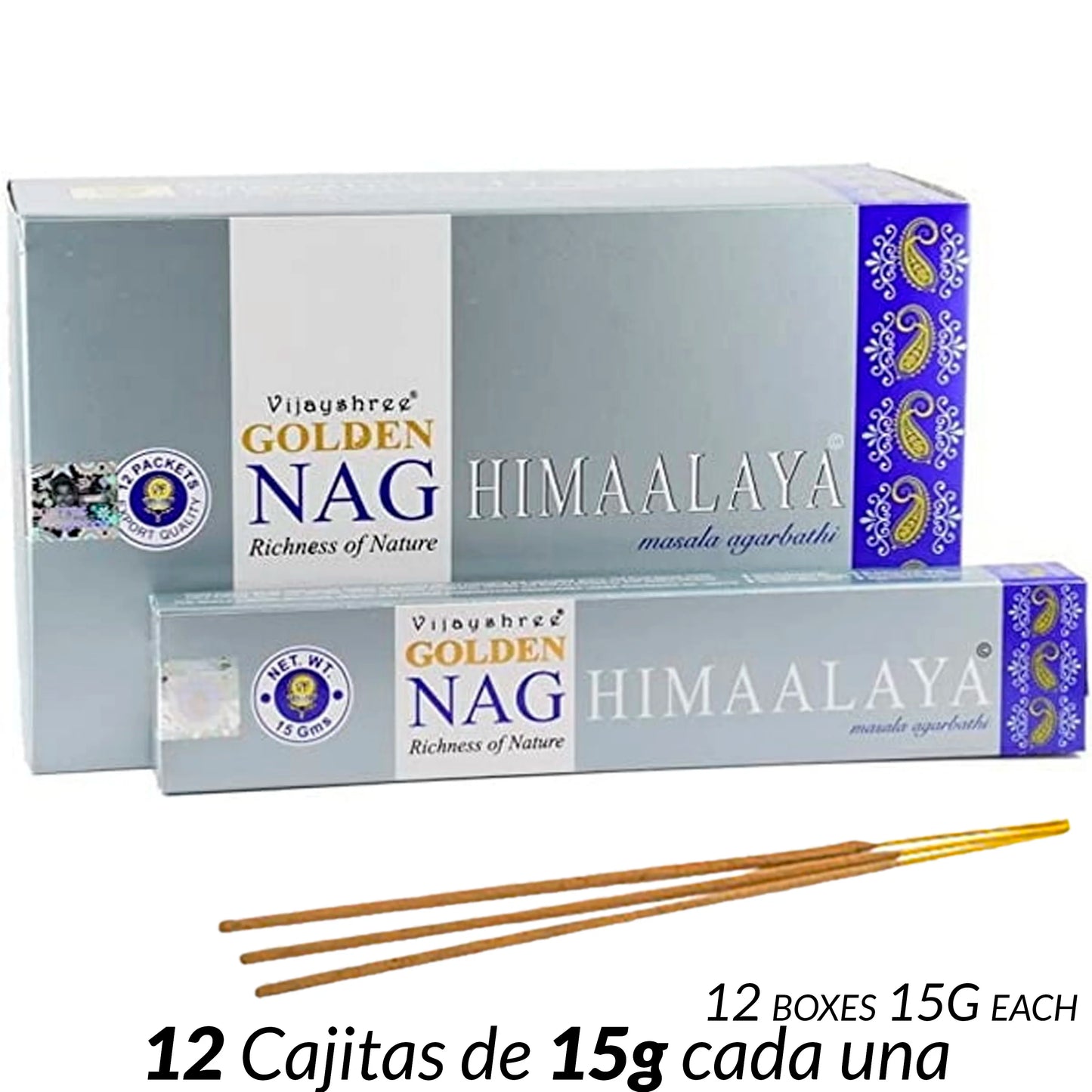 Original incense VIJAYSHREE 180g made in INDIA Golden Nag Budha Champa Chandan Cinnamon Cinnamon Himaalaya Lavender Mantra Meditation Patchouli Red Rose Energy Seven Chakra Temple White Sage