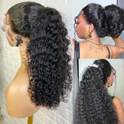 Wig Pre Plucked Deep Curly Wave Frontal Wig Human Hair