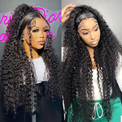 Wig Pre Plucked Deep Curly Wave Frontal Wig Human Hair