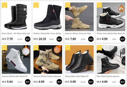 Men's Boots -40° Warm Mid-calf Snow Boots Men Winter Shoes