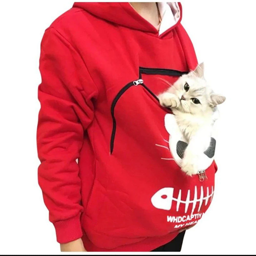 Sweatshirt Cat Lovers Hoodie Kangaroo Dog Pet Paw Pullovers Cuddle Pouch Sweatshirt Pocket Animal Ear Hooded Plus