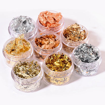 Foil for Manicure Gold Silver Irregular Aluminum 3D Glitters Sequins Craft Paper Nail Stickers Art Decor DIY Decorative Tools