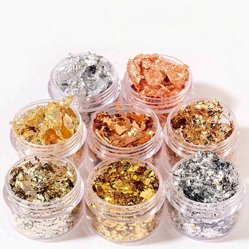 Foil for Manicure Gold Silver Irregular Aluminum 3D Glitters Sequins Craft Paper Nail Stickers Art Decor DIY Decorative Tools