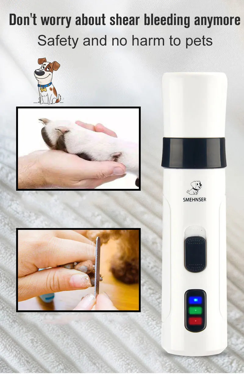 Painless USB Charging Dog Nail Grinders Rechargeable Pet Nail Clippers Quiet Electric