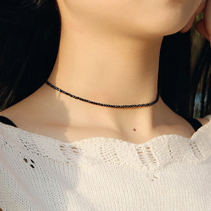 Fashion Brand Simple Black Beads Short Necklace Female Jewelry