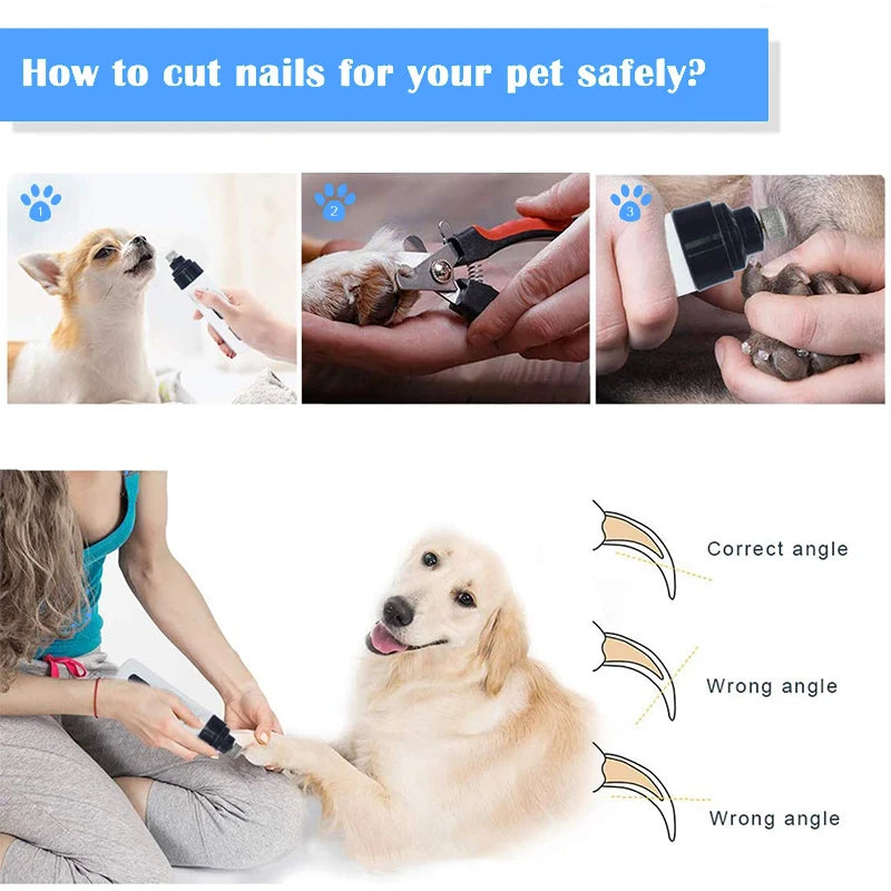 Painless USB Charging Dog Nail Grinders Rechargeable Pet Nail Clippers Quiet Electric