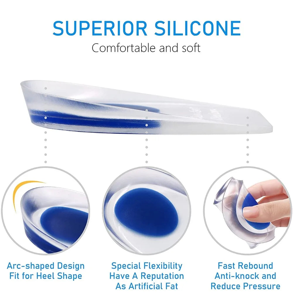 1pair Soft Silicone Gel Insoles Men Women Transparent Relieve Foot Pain