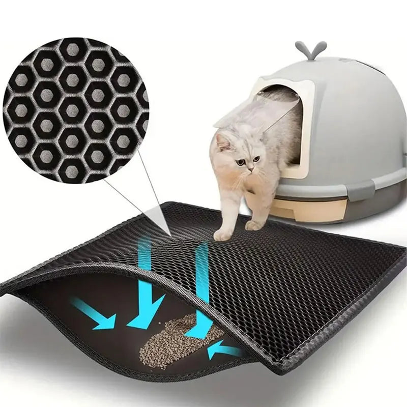 Pet Cat Litter Mat Waterproof Double Layer Cat Litter Trapping Pet Litter Box Mat Clean Pad