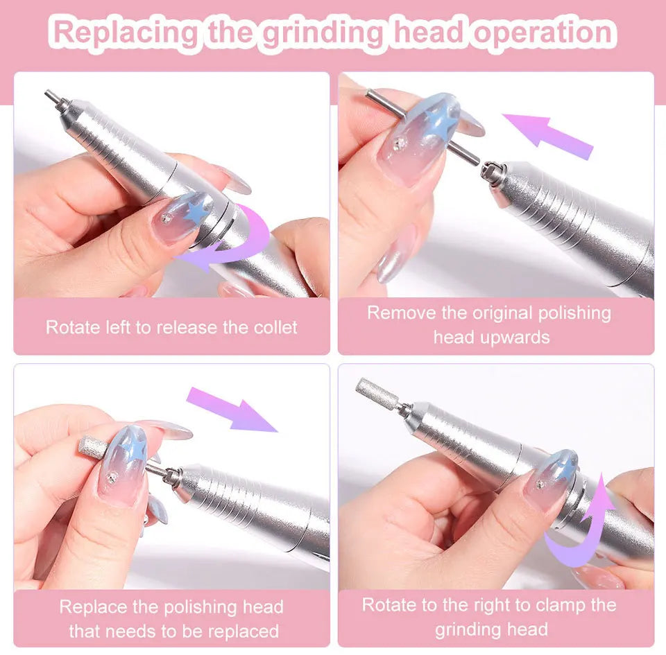 Professional Nail Drills for Gel Nails Polish Rechargeable Portable