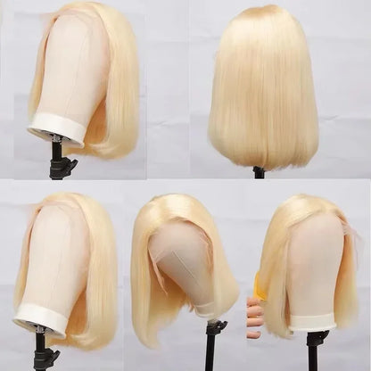 220% 613 Honey Blonde Short Bob Wig Straight Lace Front Human Hair Wigs Colored 13x4 HD Transparent Lace Frontal Wig Preplucked