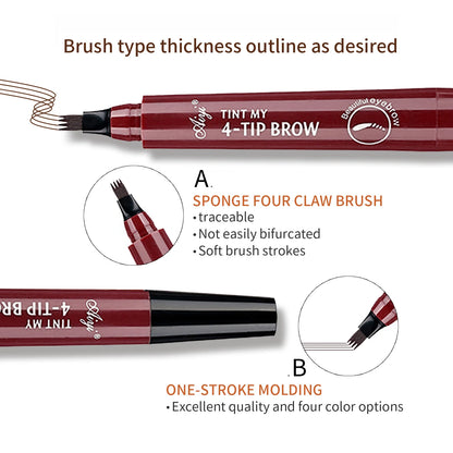 Four-pronged eyebrow pencil, four-end, long-lasting, non-smudged, water-resistant, anti-smudged eyebrow pencil