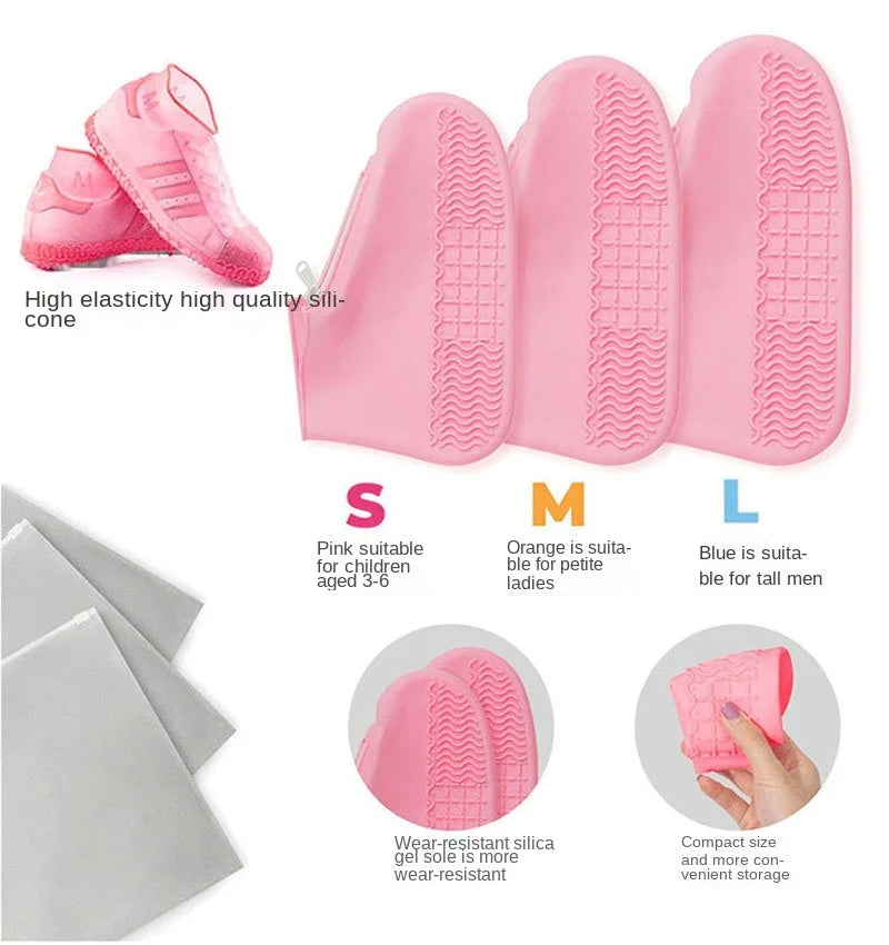 Rubber Shoes Cover Zippers Reusable Waterproof Shoes Covers