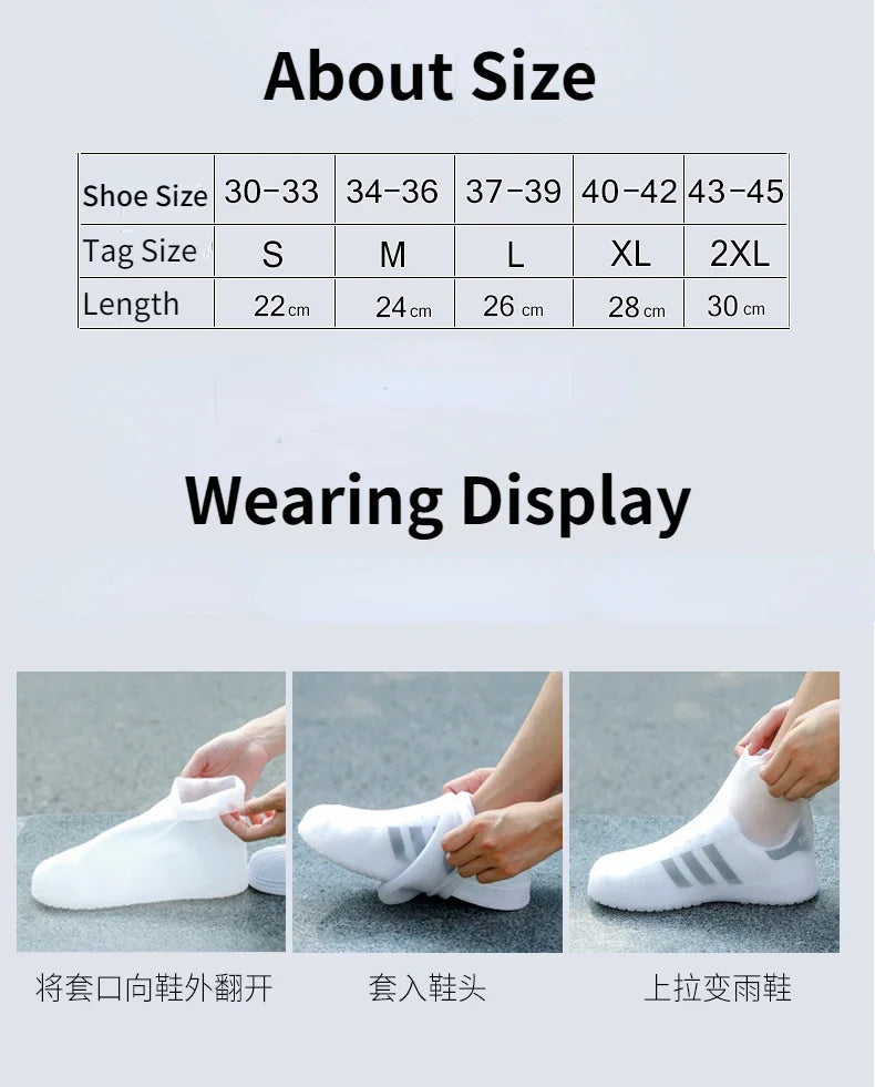 Waterproof Silicone Shoe Cover High Top Rain Boots Cover Non-slip Shoes Protector Outdoor Reusable Thickened Footwear Children