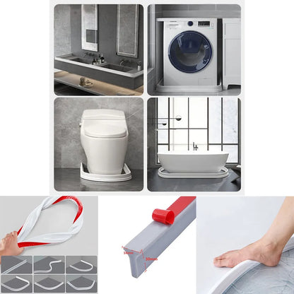 Rubber Silicone Shower Barrier Water Stopper Bathroom Waterproof Strip Water Retaining Strip Bendable Door Bottom Sealing Strip