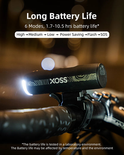 XOSS 1200 Lm Bike Light XL1200 Headlight Waterproof Type-C Rechargeable Front Lamp Bicycle Light Aluminum Ultralight Flashlight