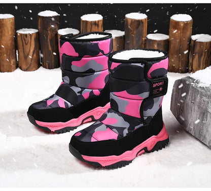 Winter Children Shoes Plush Waterproof Fabric Non-Slip Shoes Rubber