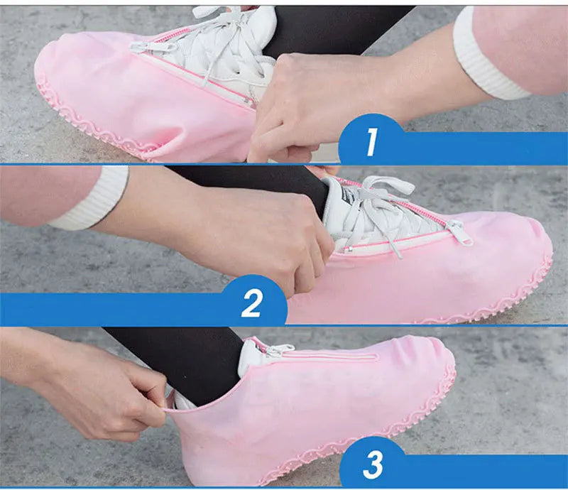 Rubber Shoes Cover Zippers Reusable Waterproof Shoes Covers