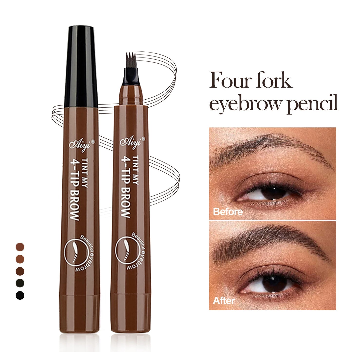 Four-pronged eyebrow pencil, four-end, long-lasting, non-smudged, water-resistant, anti-smudged eyebrow pencil