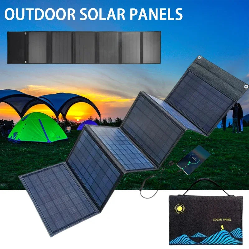 Folding Bag 10-100W Solar Panel Portable USB+DC Output Solar Charger Outdoor Power Supply Mobile Phone Generator