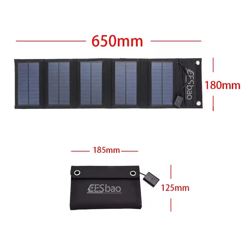 Folding Bag 10-100W Solar Panel Portable USB+DC Output Solar Charger Outdoor Power Supply Mobile Phone Generator