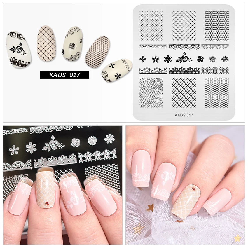 KADS Nail Stamp Flowers Nail Stamping Plates Stainless Steel Nail Art Image Plate Stamp Template Stencil Tools