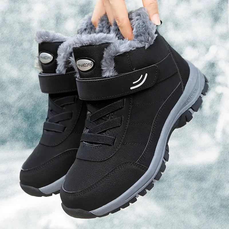 Men's Hiking Snow Boots Winter Shoes with Waterproof and Warm Insulation_Black