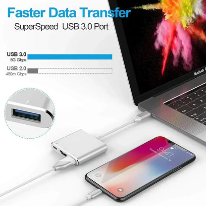 New 3-in-1 USB C Hub with 100W Power Delivery,USB 3.0/4K HDMI for MacBook,Surface/Chrome/Steam Deck,Stable Driver Smart Adapter