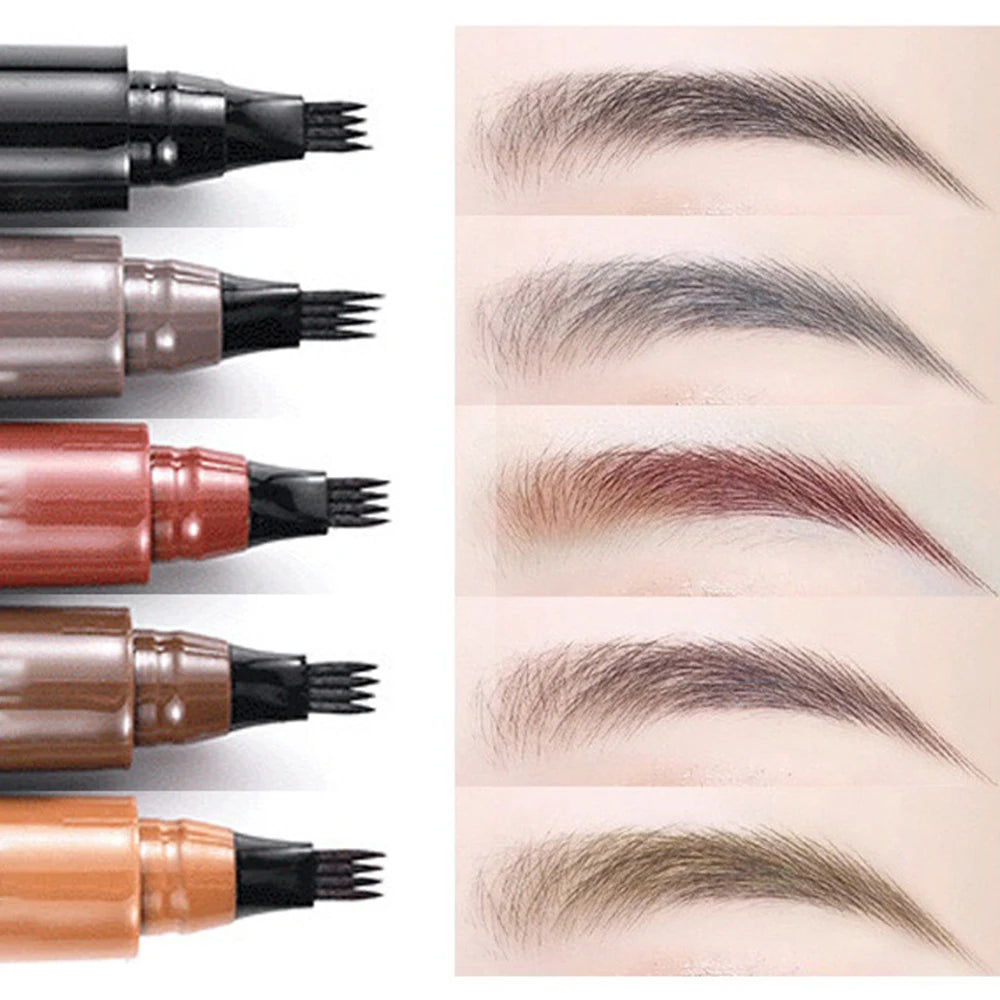 Four-pronged eyebrow pencil, four-end, long-lasting, non-smudged, water-resistant, anti-smudged eyebrow pencil