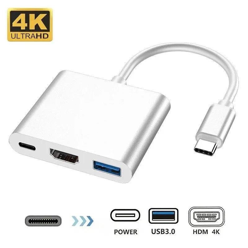 New 3-in-1 USB C Hub with 100W Power Delivery,USB 3.0/4K HDMI for MacBook,Surface/Chrome/Steam Deck,Stable Driver Smart Adapter