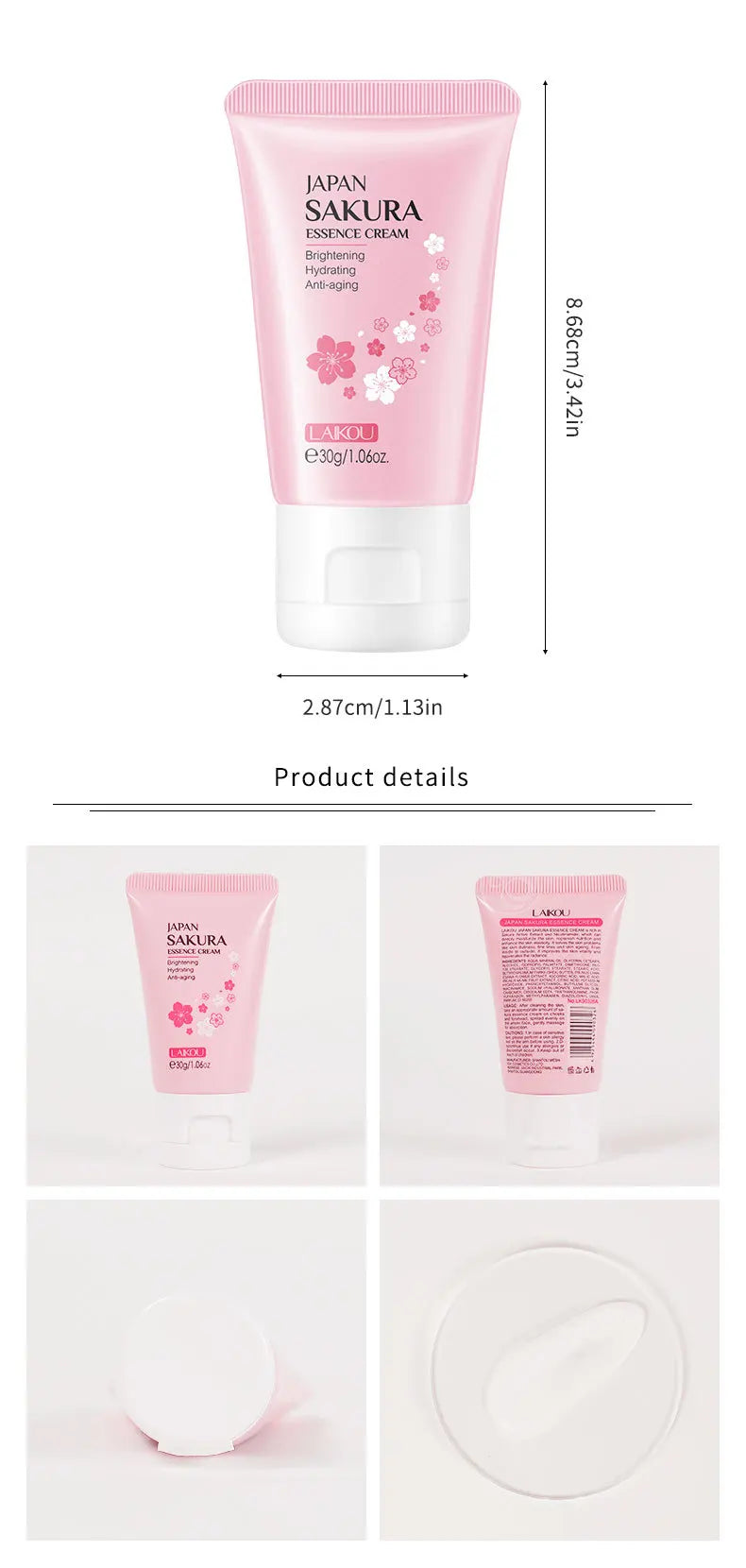 LAIKOU 30g Japan Sakura Essence Face Cream  Hydrate Moisturizing Cherry Blossom Refreshing Essence Facial Lotion Korean SkinCare