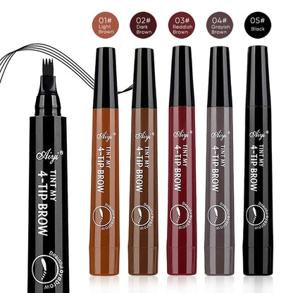 Four-pronged eyebrow pencil, four-end, long-lasting, non-smudged, water-resistant, anti-smudged eyebrow pencil