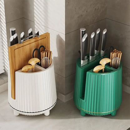 1Pc Rotating Knife Holder Utensil Holder Cutlery Spoon Chopsticks Fork Storage Holder Organizer Multifunctional Kitchen Storage