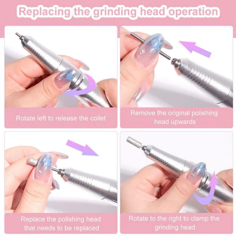 Professional Nail Drills for Gel Nails Polish Rechargeable Portable