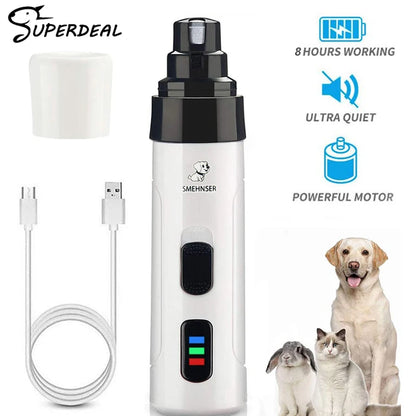 Painless USB Charging Dog Nail Grinders Rechargeable Pet Nail Clippers Quiet Electric