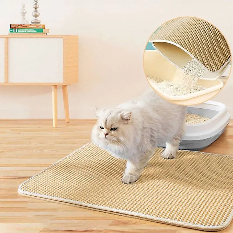 Pet Cat Litter Mat Waterproof Double Layer Cat Litter Trapping Pet Litter Box Mat Clean Pad