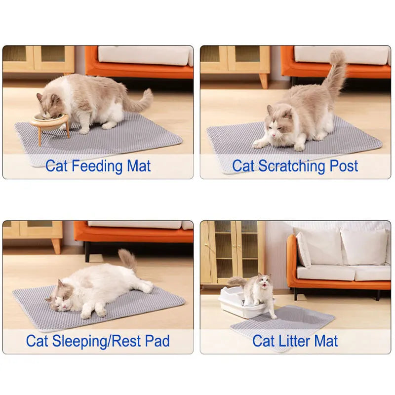 Pet Cat Litter Mat Waterproof Double Layer Cat Litter Trapping Pet Litter Box Mat Clean Pad