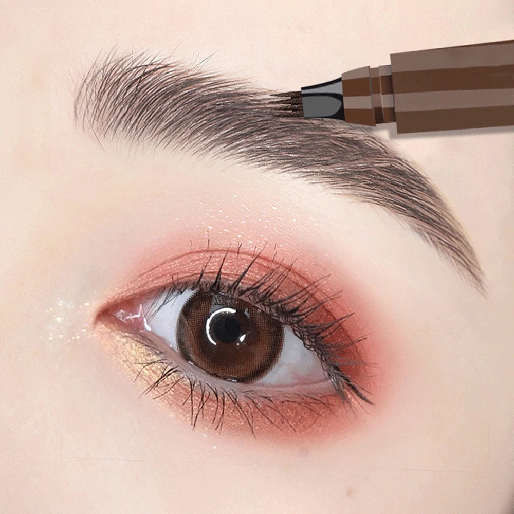 Four-pronged eyebrow pencil, four-end, long-lasting, non-smudged, water-resistant, anti-smudged eyebrow pencil