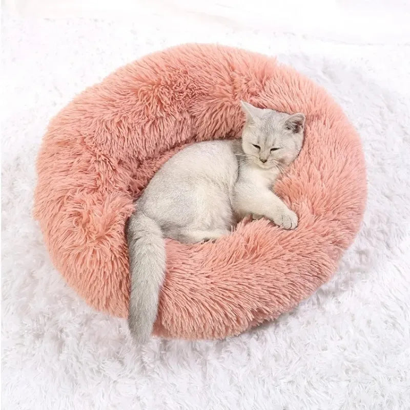 Fluffy Dog Bed For Large Round Dog Bed Super Soft Cat House Plush Cat Nest Winter Warm Dog Pet Bed