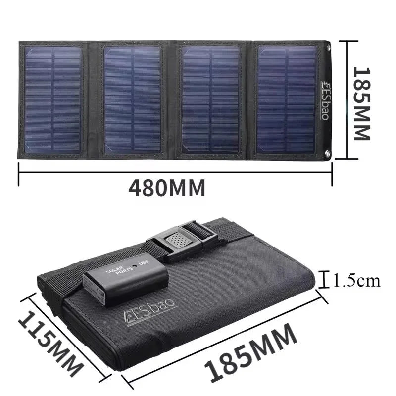 Folding Bag 10-100W Solar Panel Portable USB+DC Output Solar Charger Outdoor Power Supply Mobile Phone Generator