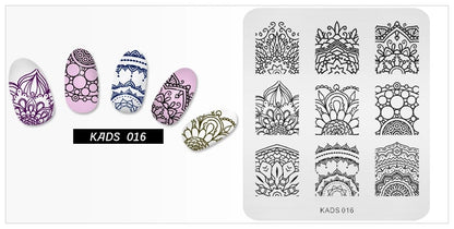 KADS Nail Stamp Flowers Nail Stamping Plates Stainless Steel Nail Art Image Plate Stamp Template Stencil Tools