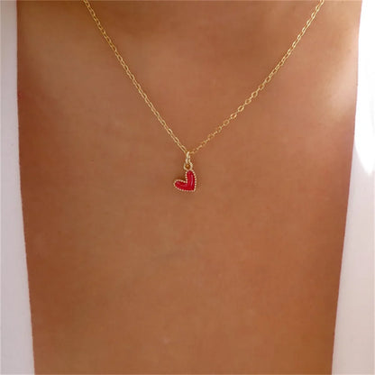 Simple Color Heart Pendant Pearl Necklace For Women Girls Fashion Gold-plate Chain Choker Necklaces 2023 New Trend Jewelry