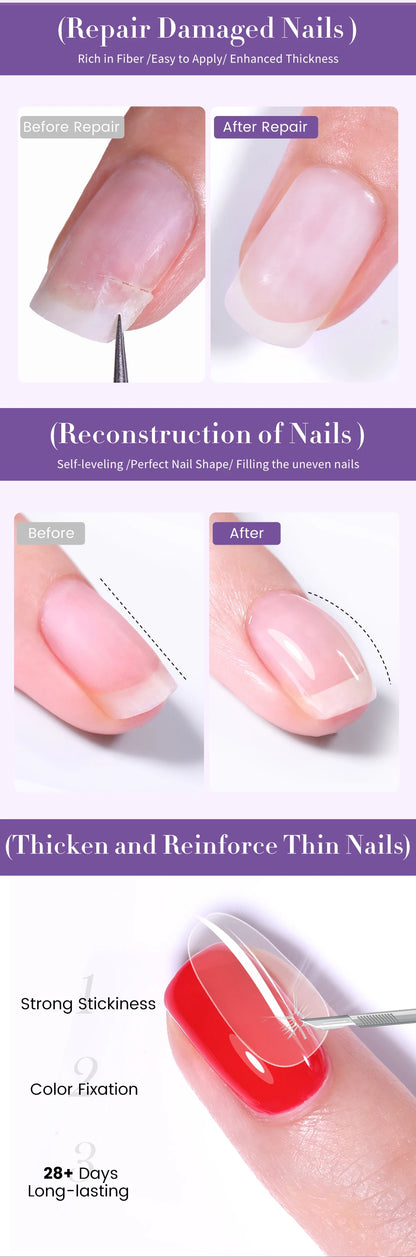 7ML Fiber Rubber Base Gel for Broken Nail Repaired Fiberglass