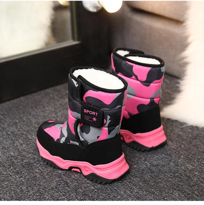 Winter Children Shoes Plush Waterproof Fabric Non-Slip Shoes Rubber