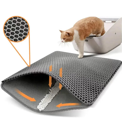 Pet Cat Litter Mat Waterproof Double Layer Cat Litter Trapping Pet Litter Box Mat Clean Pad