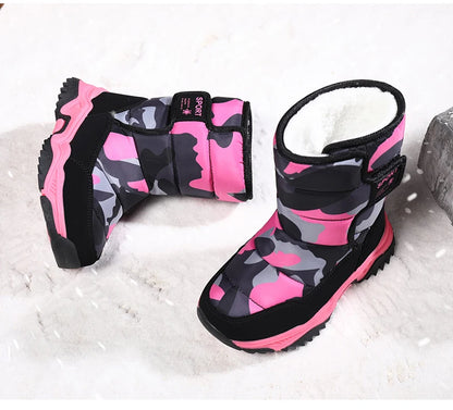 Winter Children Shoes Plush Waterproof Fabric Non-Slip Shoes Rubber