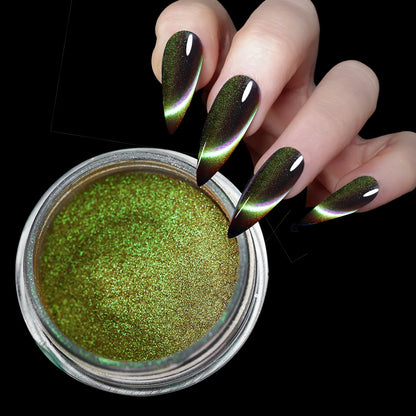 Nail Chrome Powder Cat Eye Effect Sparkly Chameleon Magnetic Nail Pigment Fine Glitter Nail Dust UV Gel Polish Manicure Decorat