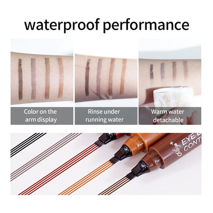 Four-pronged eyebrow pencil, four-end, long-lasting, non-smudged, water-resistant, anti-smudged eyebrow pencil