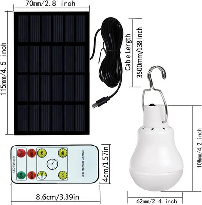 LED Solar Bulb Light Waterproof Outdoor Emergency Sunlight Powered Lamp Portable