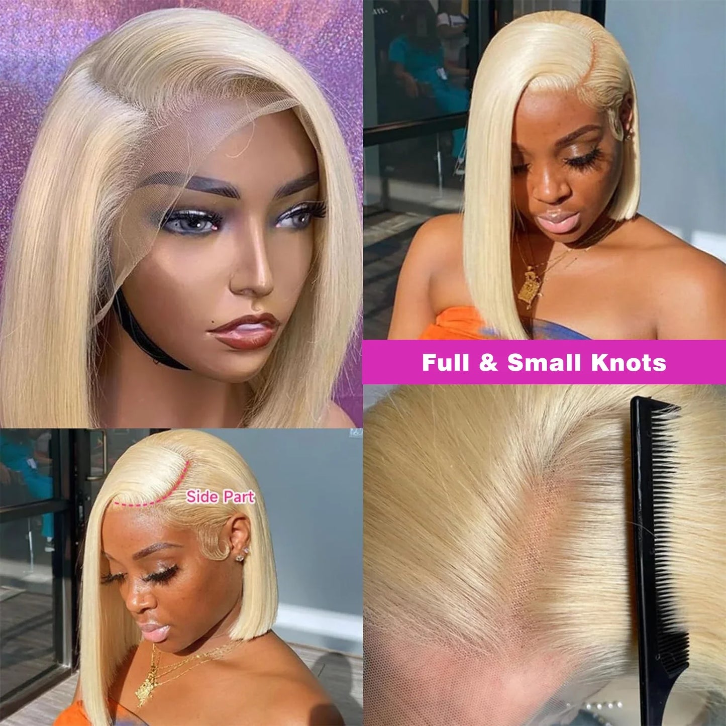 220% 613 Honey Blonde Short Bob Wig Straight Lace Front Human Hair Wigs Colored 13x4 HD Transparent Lace Frontal Wig Preplucked