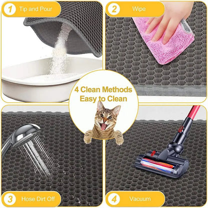 Pet Cat Litter Mat Waterproof Double Layer Cat Litter Trapping Pet Litter Box Mat Clean Pad